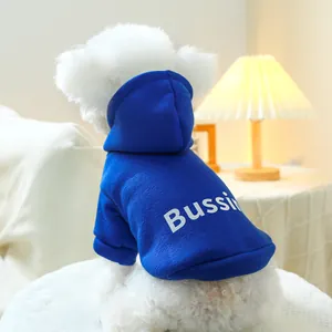 Sweat à capuche bleu royal pour chien avec imprimé Bussin blanc en coton doux