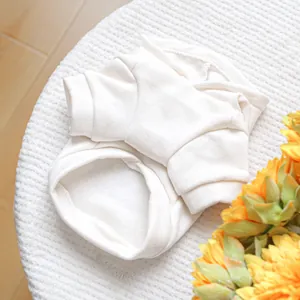 Détail du sweat à capuche pour animaux couleur crème avec doublure polaire douce et chaude