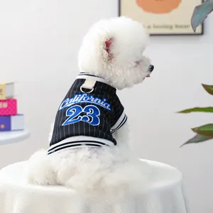 California 23 Baseball Style Pet Vest Breathable Polyester Striped Dog Jersey With Leash D-Ring For Small Medium Dogs Cats