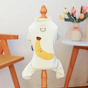 Combinaison pour chien avec broderie banane et anneau en D en métal intégré