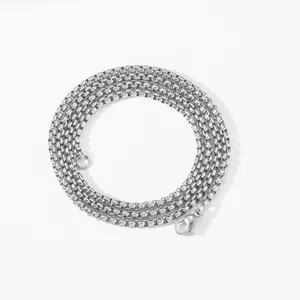 Collar de cadena de caja de 3mm de acero inoxidable pulido con cierre de mosquetón seguro
