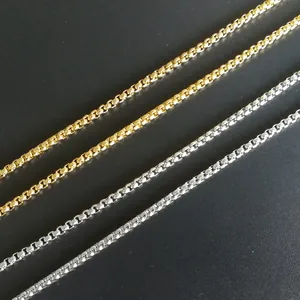 Collar de Cadena de Caja de Acero Inoxidable Chapado en Oro de 18K Joyería de Estilo Hip Hop para Hombres y Mujeres Accesorio