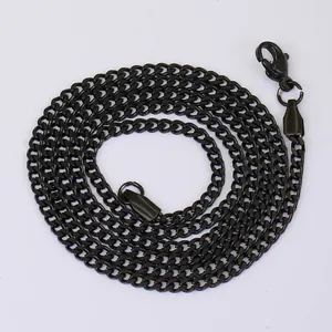 Chaîne cubaine 5mm en acier inoxydable noir avec fermoir mousqueton en spirale
