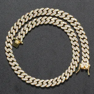 Iced Out Cuban Link Chain Necklace For Women Men Copper Zirconia Hip Hop Jewelry Gold Silver Rose Gold Plated Necklace Gift