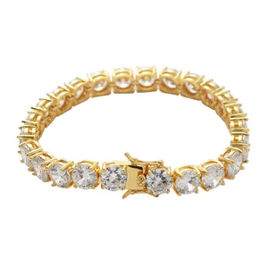 8mm goldene Tennis-Armkette mit runden Zirkonia-Steinen und sicherem Doppelverschluss