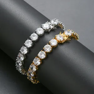 Makroaufnahme der 8 mm Tennisarmbänder in Gold und Silber mit Zirkonia-Mikropflasterung
