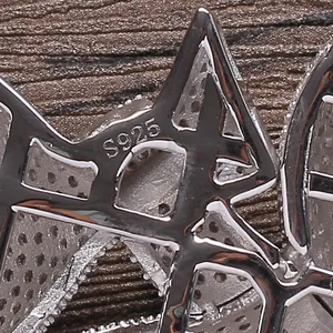 Pendentif hip hop en argent sterling 925 avec zircons sertis et poinçon S925