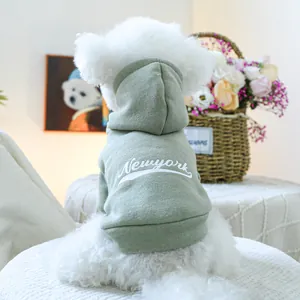Casual Pet Hoodie Warm Polyester Dog Clothes With New York Letter Print Hooded For Small Medium Dogs Cats Autumn Winter