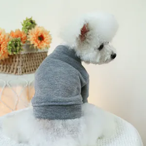 Classic grey knitted pet hoodie for small dogs and cats with soft high neck design