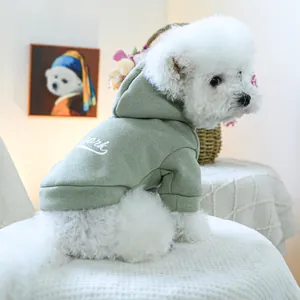 Light green New York hooded pet sweatshirt in soft cotton for small to medium dogs