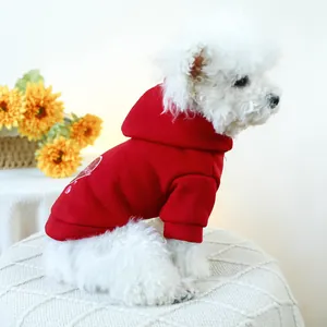 Red pet hoodie for dogs and cats featuring a Valentine's heart print and cozy hooded design