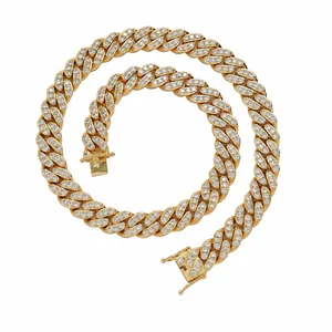 Hip Hop Homme Collier Bracelet Maillon Cubain Cuivre Incrusté Zircone Iced Out Or Argent Or Rose Plaqué Bijoux Cadeau