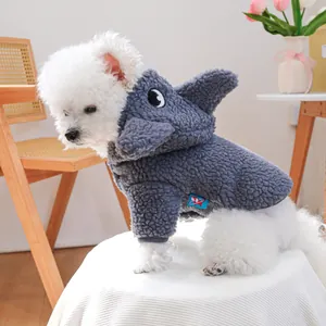 Sweat à capuche requin gris pour chiens et chats en polaire chaude et douce
