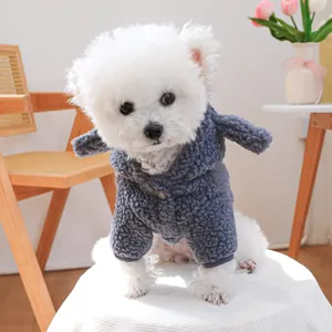 Sweat à capuche en polaire gris foncé pour chiens et chats avec fermeture à boutons
