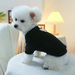 Detail of black pet hoodie with D-ring lead attachment for small dogs like Bichon