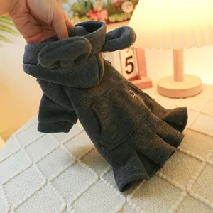 Dark gray pet hoodie dress with pleated hem and cute decorative ears for dogs and cats