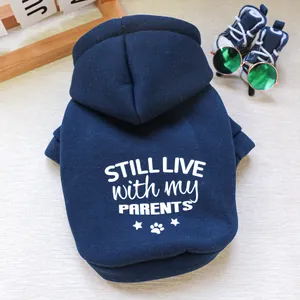 Felpa blu navy per animali con scritta Still Live with my Parents e stelle bianche
