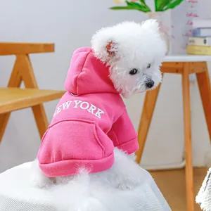 Pink PETCIRCLE New York dog hoodie in soft fleece with back pocket for small dogs