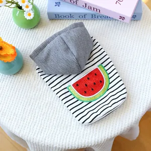 Striped pet hoodie with watermelon patch on back for small dogs and cats