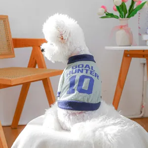 Gilet sportivo per cani di piccola taglia verde con stampa blu Goal Hunter 10 design