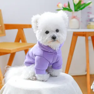 Close-up of lavender purple pet hoodie with soft fleece texture and single button detail