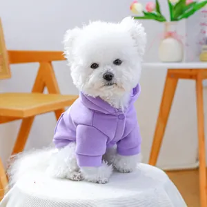 Lavender dog hoodie with soft fleece texture and ribbed cuffs for small breeds