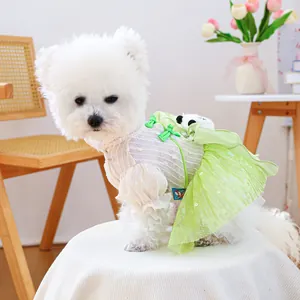 Hübsches Hundekleid aus Tüll mit süßem Panda-Plüschtier, niedliches Prinzessinnen-Kleid für Welpen.
