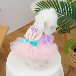 Robe mignonne rose et violette pour chien avec oreilles de lapin et jupe en tulle