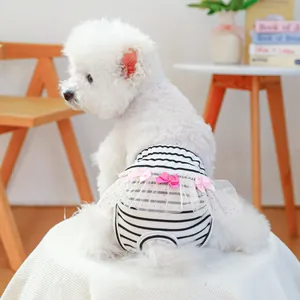 Mutandine Igieniche per Cani e Gatti con Pizzo e Fiocco Gonna Pannolino Lavabile Intimo Mestruale Riutilizzabile per Cuccioli
