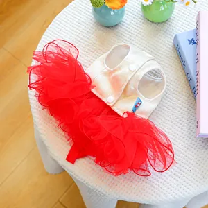Niedliches Haustier Hundekleid Herbst Winter glitzerndes Oberteil roter Tüllrock für Hunde