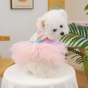 Robe tutu mignonne rose et violette avec ailes pailletées pour petits chiens