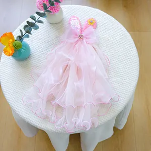 Pink rabbit ear dog wedding veil with sequins and soft mesh lace for pet hair accessories