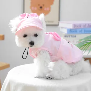 Schattige roze huisdierenvest en zonnehoed set voor kleine honden met varkentje