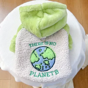 Haustier-Fleece-Hoodie mit Planet B Stickerei und D-Ring für kleine Hunde und Katzen