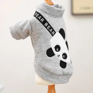 Vue détaillée du sweat à capuche gris pour animaux avec broderie panda et sangle BEAR BEAR