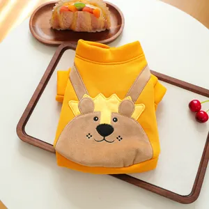 Sweat à capuche orange pour chiens et chats avec broderie ours dessin animé mignonne