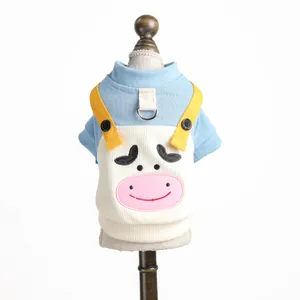 Chaleco para perro con diseño de vaca y anillo en D metálico para correa de paseo