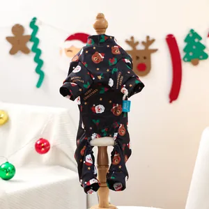 Imprimé de Noël sur combinaison noire pour animaux avec motifs Père Noël et ours