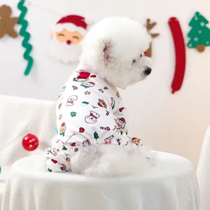 Combinaison de Noël pour Animaux Polyester Chaud Pyjama pour Chien Festif Imprimé Dessin Animé Vêtements pour Chats Avec Anneau en D