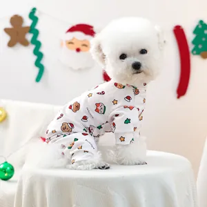 Combinaison de Noël blanche pour animaux avec motifs ours et sapins pour petits chiens