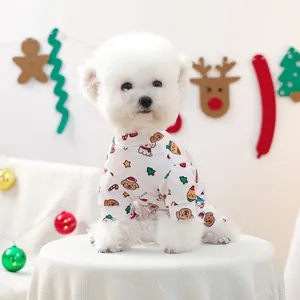 Pyjama de Noël blanc avec motifs de fête pour petits chiens et chats