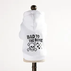 Sweat à capuche blanc pour animaux avec imprimé tête de mort Bad to the Bone
