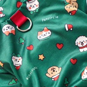 Détails de vêtement de Noël pour animaux en satin avec imprimés festifs et anneau en D