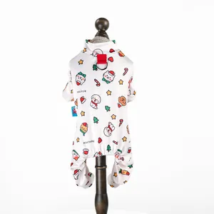 Pyjama de Noël pour chien avec motifs festifs et anneau en D intégré pour laisse