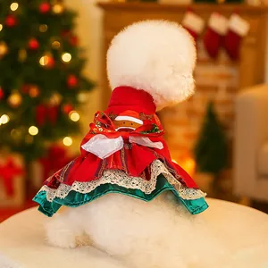 Robe de Noël pour Animaux de Compagnie Petit Chien Chat Chiot Vêtements Chauds Polaire Renne Père Noël Bonhomme Pain Épices