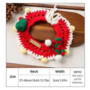 Size chart showing 27-40cm neck circumference for handmade Christmas crochet pet bib