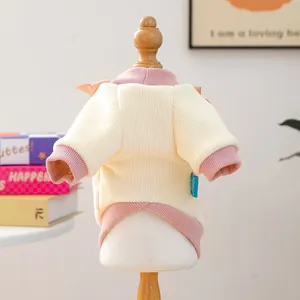 Haustier Hund Katze süßer Pullover Frühling Herbst Rundhals Kleidung mit Schleife Outfit
