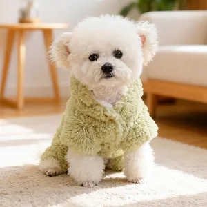 Giacca di peluche verde chiaro per cani piccoli, cappotto invernale in pile morbido
