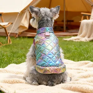 Holographische Hundeweste Für Den Winter Reflektierendes Metallic-Design Mit D-Ring Winddichter Warmer Mantel Für Kleine Hunde Und Katzen