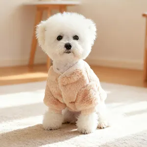 Giacca invernale calda in peluche beige per cani e gatti con motivo a razzo galattico